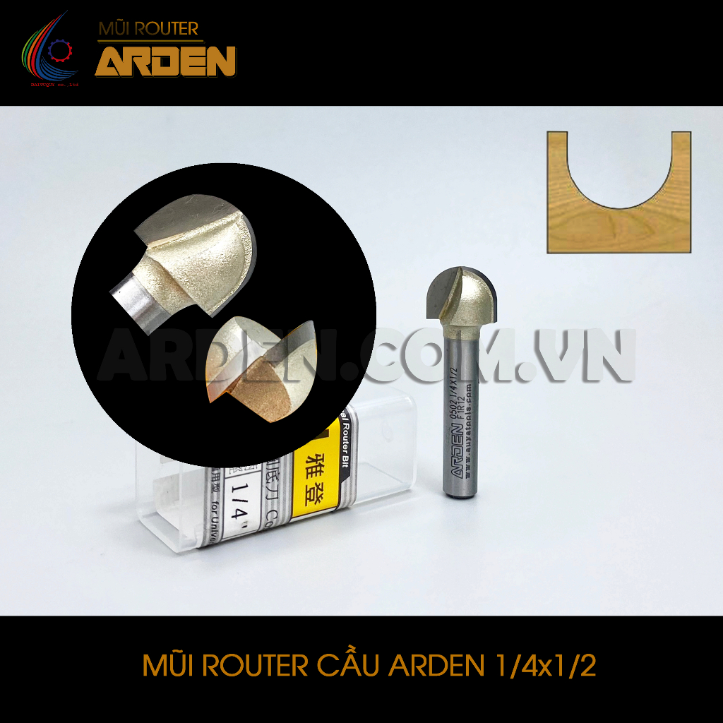 Mũi phay Router cầu ARDEN chất liệu thép hợp kim cứng cốt 6.35mm ...