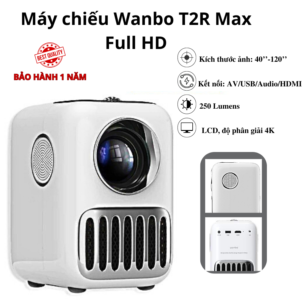 Máy chiếu mini TLC- Wanbo T2R Max full hd kết nối wifi, bluetooth, dễ ...
