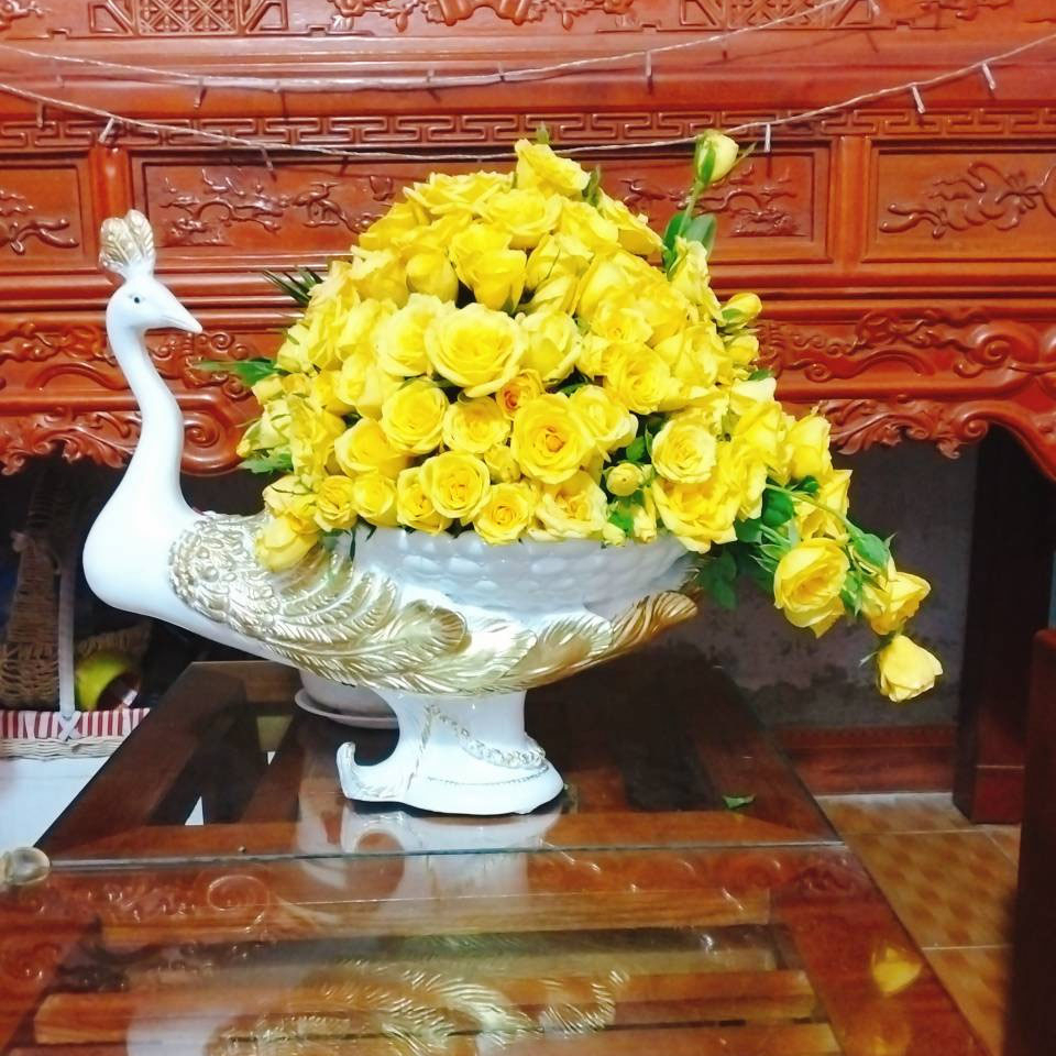 Bình hoa cao cấp Composite Bình con công cỡ lớn, Thiên thần, Đài cúp dùng cắm hoa giả hoa thật màu đẹp sang trọng