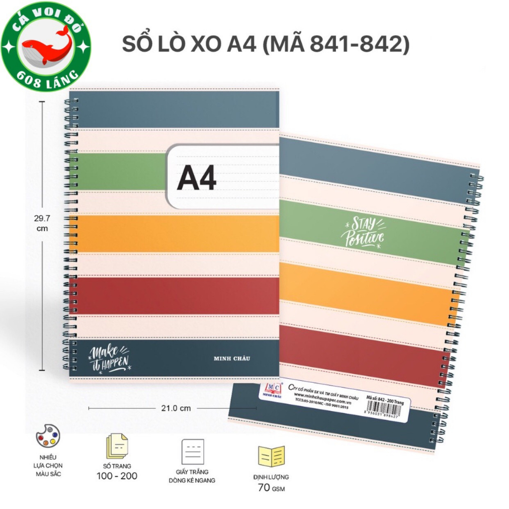Sổ Lò Xo A4 Minh Châu - ĐL 70mgs,200 trang 842 | Shopee Việt Nam