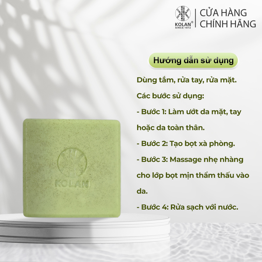 Xà Bông KOLAN 80g, Chiết Xuất Rau Má, Giảm Mụn Lưng, Làm Sạch & Sáng Mịn Da