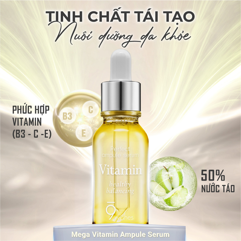 Tinh Chất 9 Wishes Ampule Serum Cấp Ẩm, Dưỡng Trắng, Chống Lão Hóa, Giảm  mụn, Làm Dịu Da Giúp Da Mịn Màng 25ml