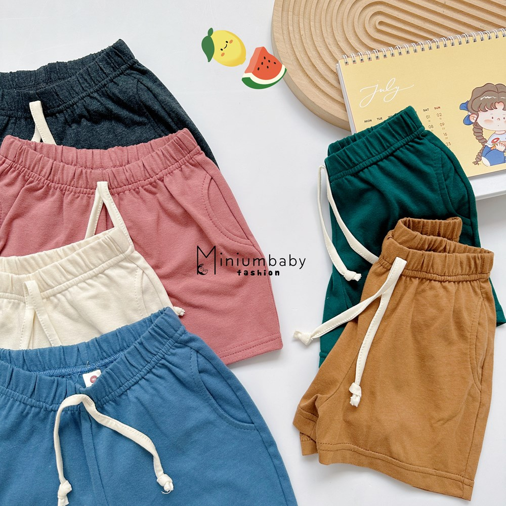 Quần đùi/quần cộc cho bé trơn nhiều màu sắc,  chất liệu cotton mềm mịn cho bé, miniumbaby QC1531