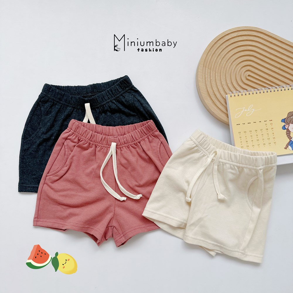 Quần đùi/quần cộc cho bé trơn nhiều màu sắc,  chất liệu cotton mềm mịn cho bé, miniumbaby QC1531
