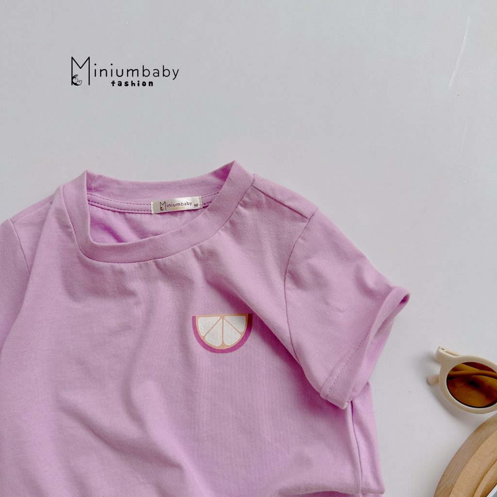 Áo cộc tay cho bé trai/gái in hình hoa quả Miniumbaby chất liệu mềm mịn với da bé, co giãn tốt A1502
