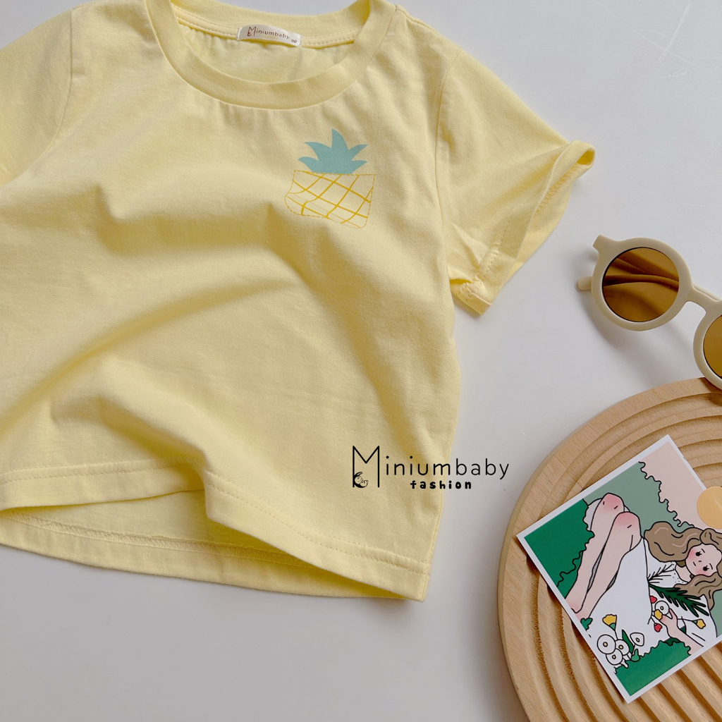Áo cộc tay cho bé trai/gái in hình hoa quả Miniumbaby chất liệu mềm mịn với da bé, co giãn tốt A1502