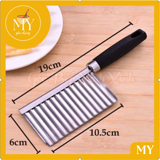 Dao Cán Đen căt rau câu gợn sóng - Dao chặn rau củ  lượn  sóng