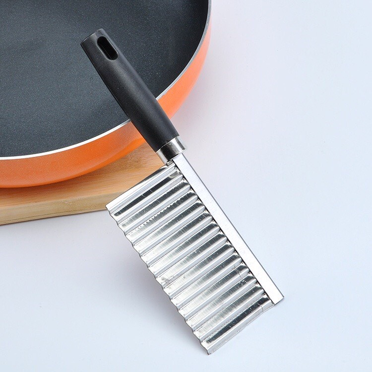 Dao Cán Đen căt rau câu gợn sóng - Dao chặn rau củ  lượn  sóng