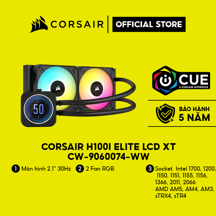 [Mã ELCL7 giảm 7% đơn 300K] Tản nhiệt nước Corsair H100i ELITE LCD XT/CW-9060074-WW