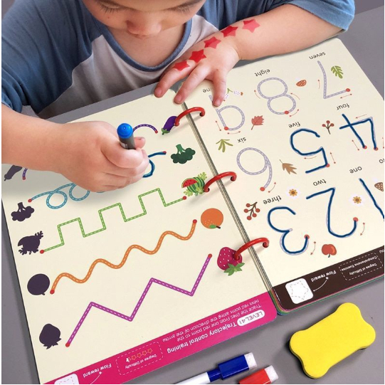 Ảnh Combo tập tô vẽ thông minh xóa được 64 trang kèm bút dạ - Đồ chơi Giáo Dục học liệu Montessori cho bé từ 2 3 4 5 tuổi 4