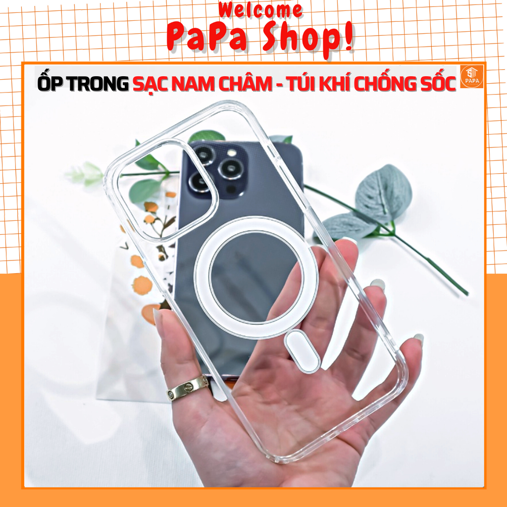 Ốp iPhone trong suốt - Hỗ trợ sạc không dây hút từ tính cho iphone 15 ...