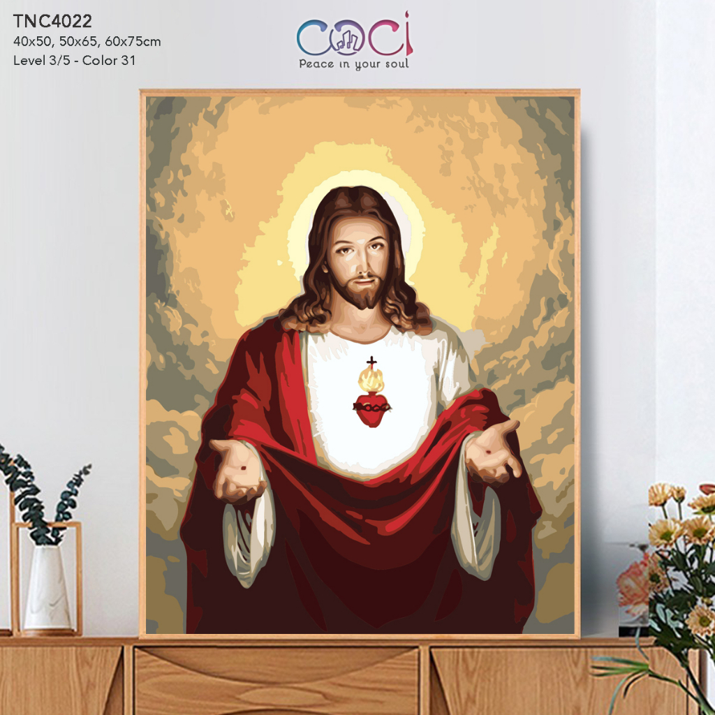Tranh số hoá Công giáo Chúa Jesu COCI tự tô màu theo số TNC4022 có khung