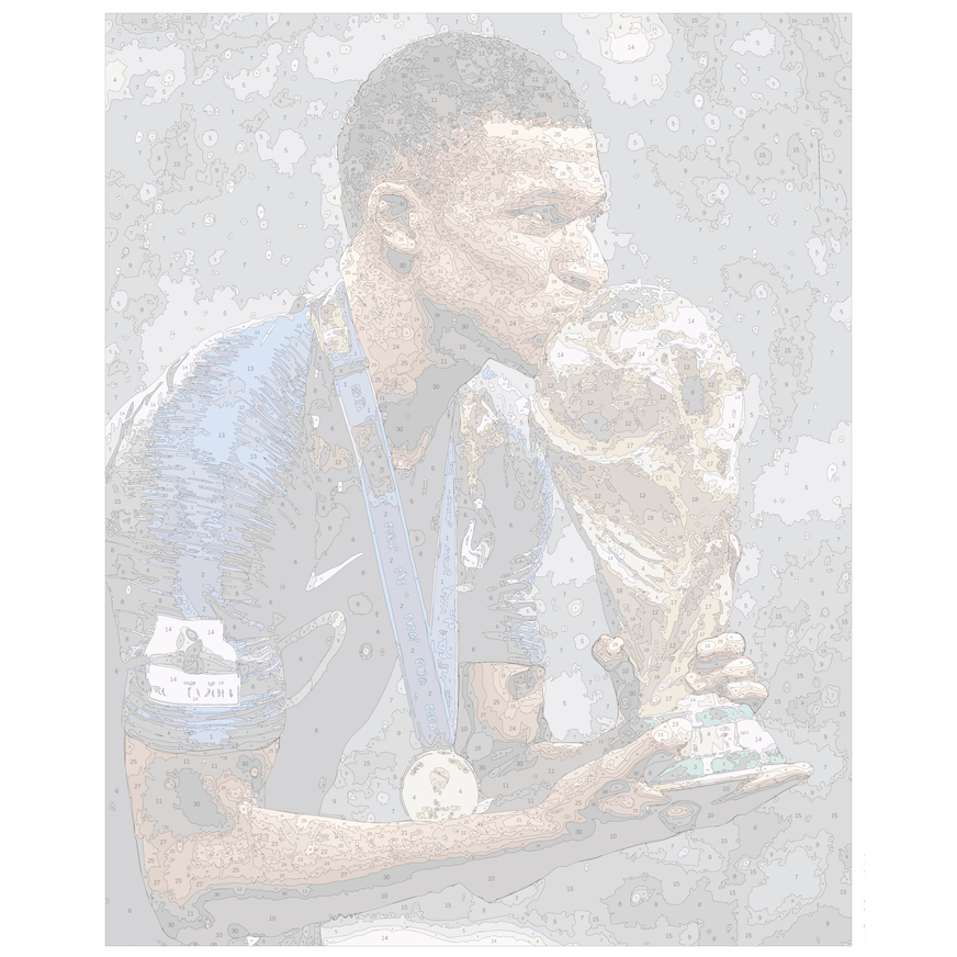 Tranh tô màu theo số cầu thủ bóng đá Kylian Mbappe M3p COCI NC4021 có kèm khung
