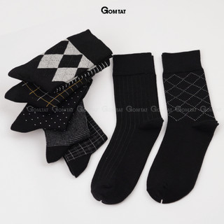 Hộp 7 đôi tất giày tây nam cổ cao tone màu đen GOMTAT mẫu MIX10, sợi cotton cao cấp thoáng khí - GOM-MIX10-CB7