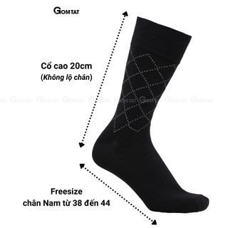 Hộp 7 đôi tất giày tây nam cổ cao tone màu đen GOMTAT mẫu MIX10, sợi cotton cao cấp thoáng khí - GOM-MIX10-CB7