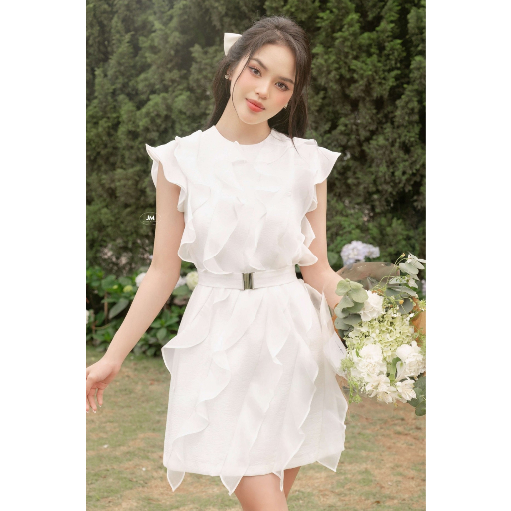 Đầm thiết kế JM Dress Design bổ mảnh bèo đổ thắt đai eo sang trọng nữ tính 1S62.2303PL spe