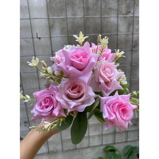 Chùm hoa hồng quế 7 bông siêu xinh loại 1, hàng nhập khẩu- Hoa lụa,hoa giả trang trí