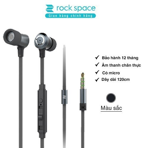 Tai Nghe Nhét Tai Có Dây Rockspace Mula S jack cắm 3.5mm có mic nghe nhạc chơi game - Hàng chính hãng bảo hành 12 tháng