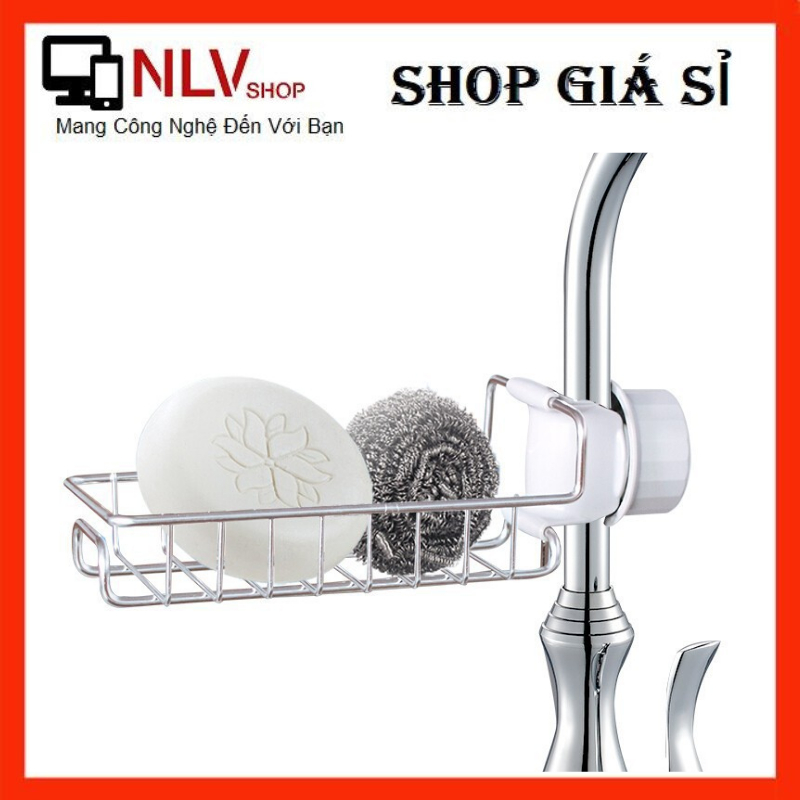 Giỏ treo vòi nước đựng đồ rửa chén, giá inox gắn vòi nước đựng dụng cụ ...
