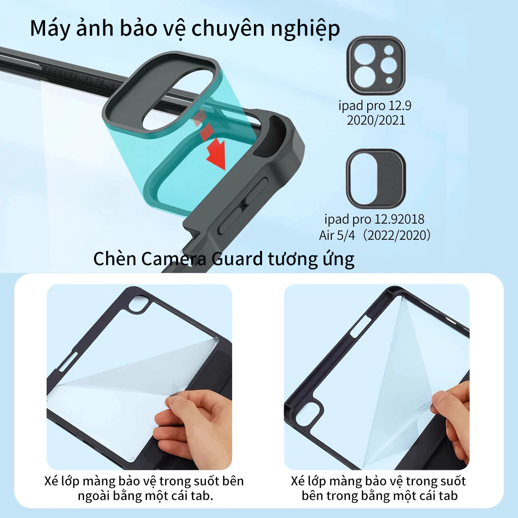 Bao da ipad GOOJODOQ Cho iPad Pro 11 12.9 2022 Air 4 Air 5 Gen 10 10.9 Gen 9 8 7 10.2 Ốp Lưng Clear Acrylic Bao