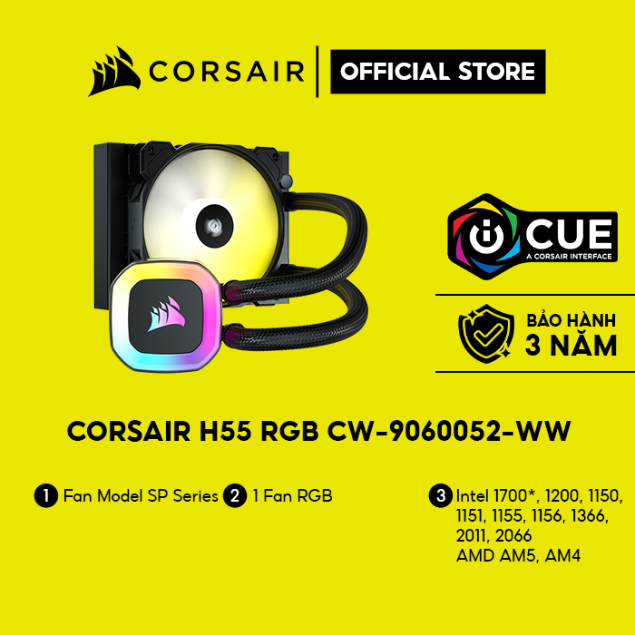 [Mã ELCL7 giảm 7% đơn 300K] Tản nhiệt nước Corsair H55 RGB CW-9060052-WW