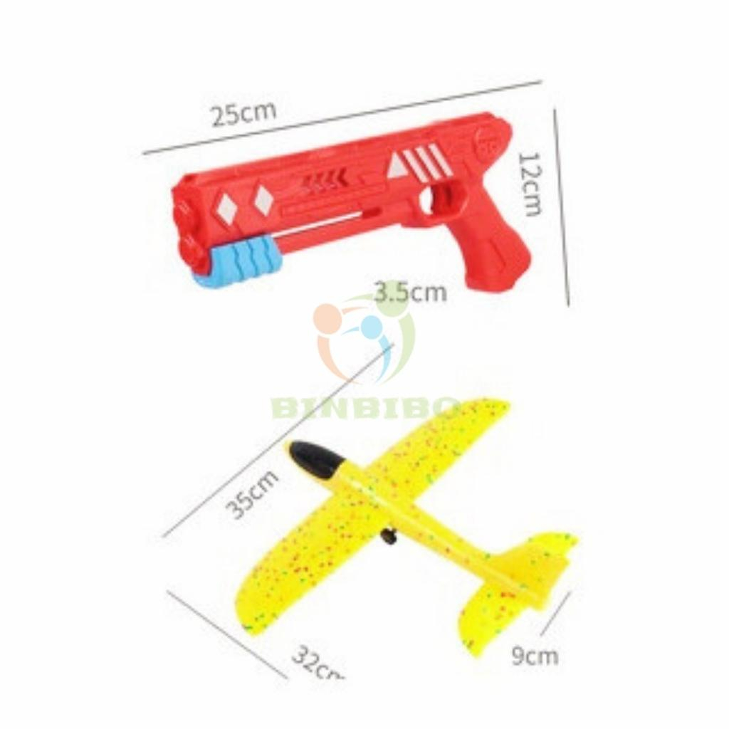 Đồ chơi Súng bắn máy bay xốp bay lượn cực xa có kèm Sticker dán cho bé -Binbibo