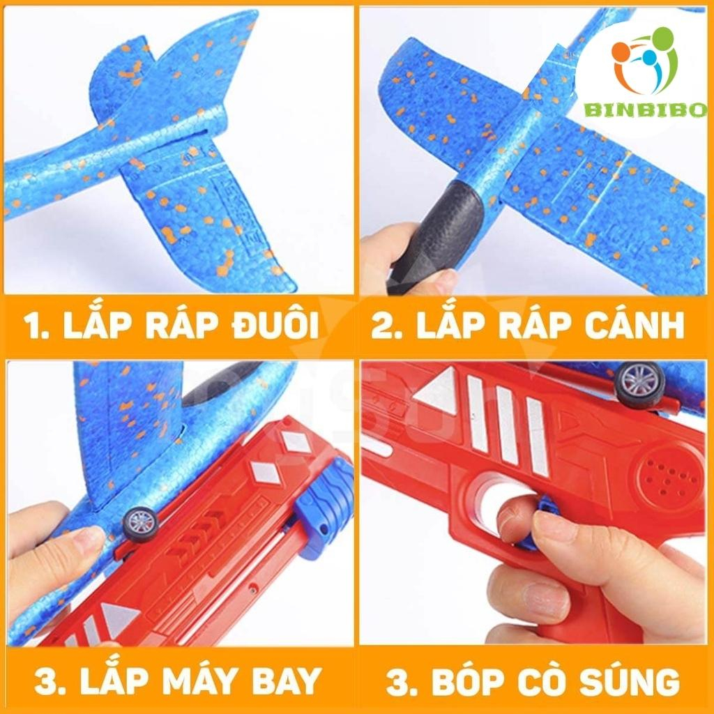 Đồ chơi Súng bắn máy bay xốp bay lượn cực xa có kèm Sticker dán cho bé -Binbibo