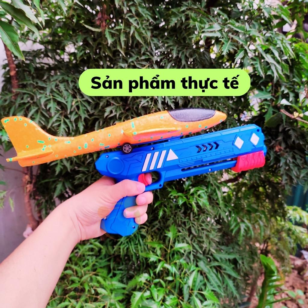 Đồ chơi Súng bắn máy bay xốp bay lượn cực xa có kèm Sticker dán cho bé -Binbibo
