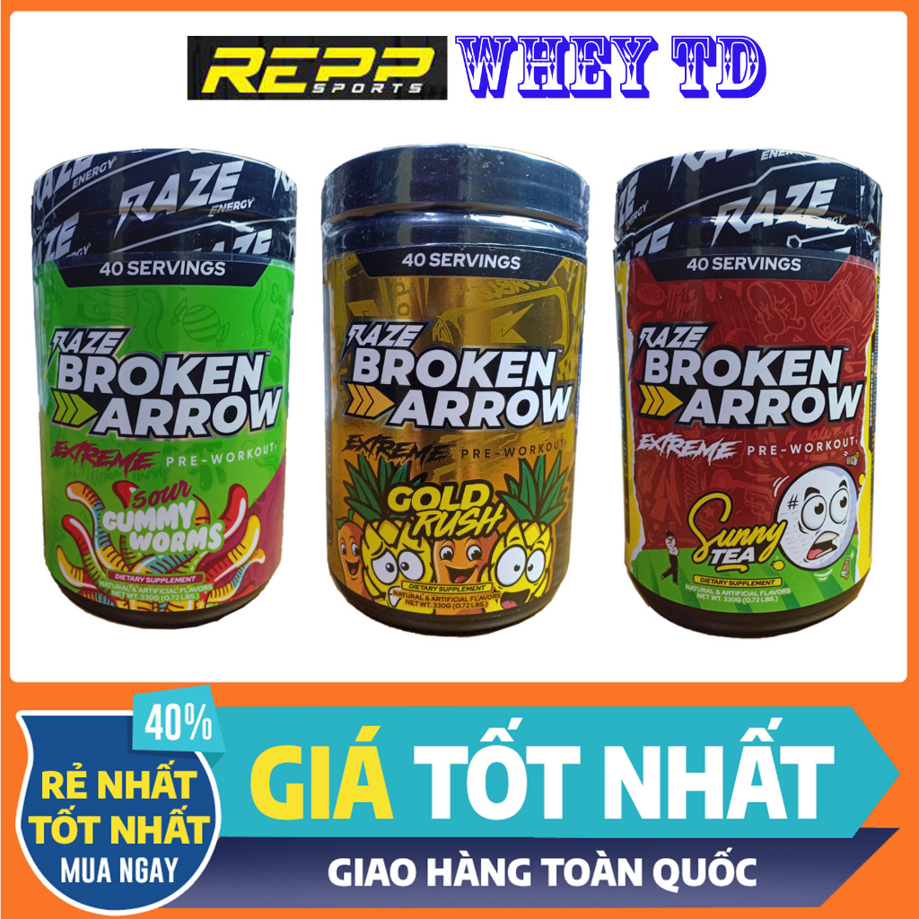Broken Arrow Pre Workout 40 lần dùng Raze Tăng sức mạnh cơ bắp tăng