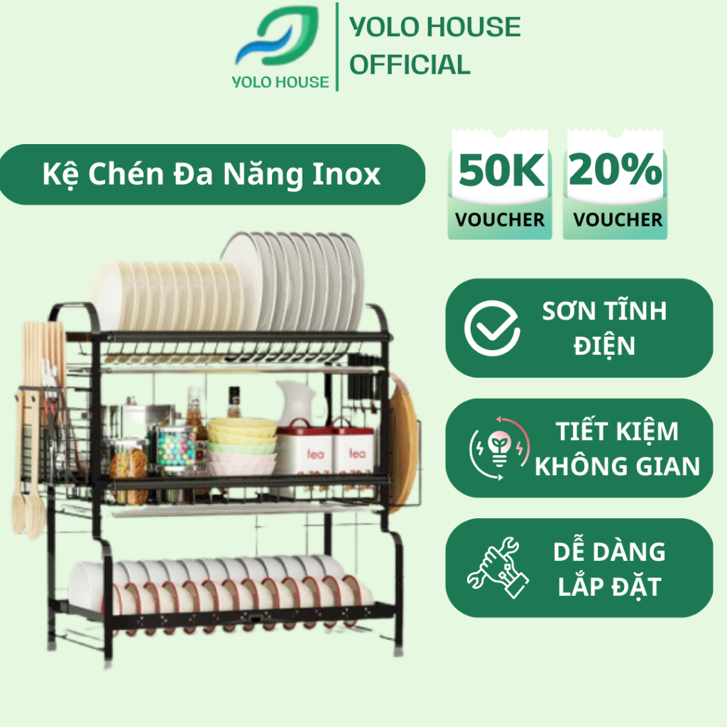 Kệ Chén Đa Năng Inox Loại 2Tầng, Kệ Úp Bát Đĩa Trên Bồn Rửa Thông Minh ...