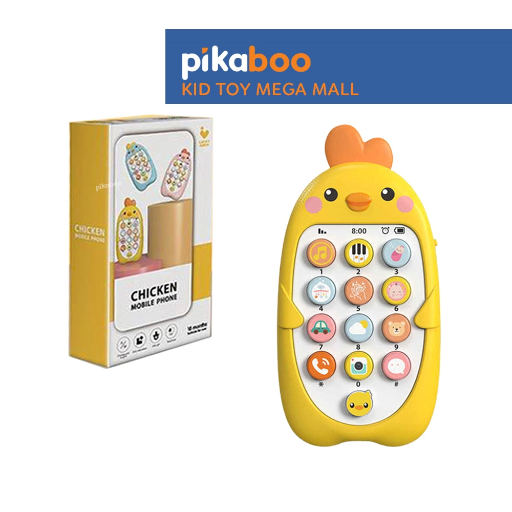 Điện thoại đồ chơi cho bé gà vàng đáng yêu Pikaboo có đèn và nhạc chất liệu nhựa an toàn