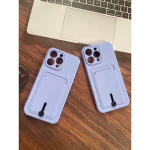 Ốp iphone tím có ngăn đựng thẻ: atm, căn cước, tiền...