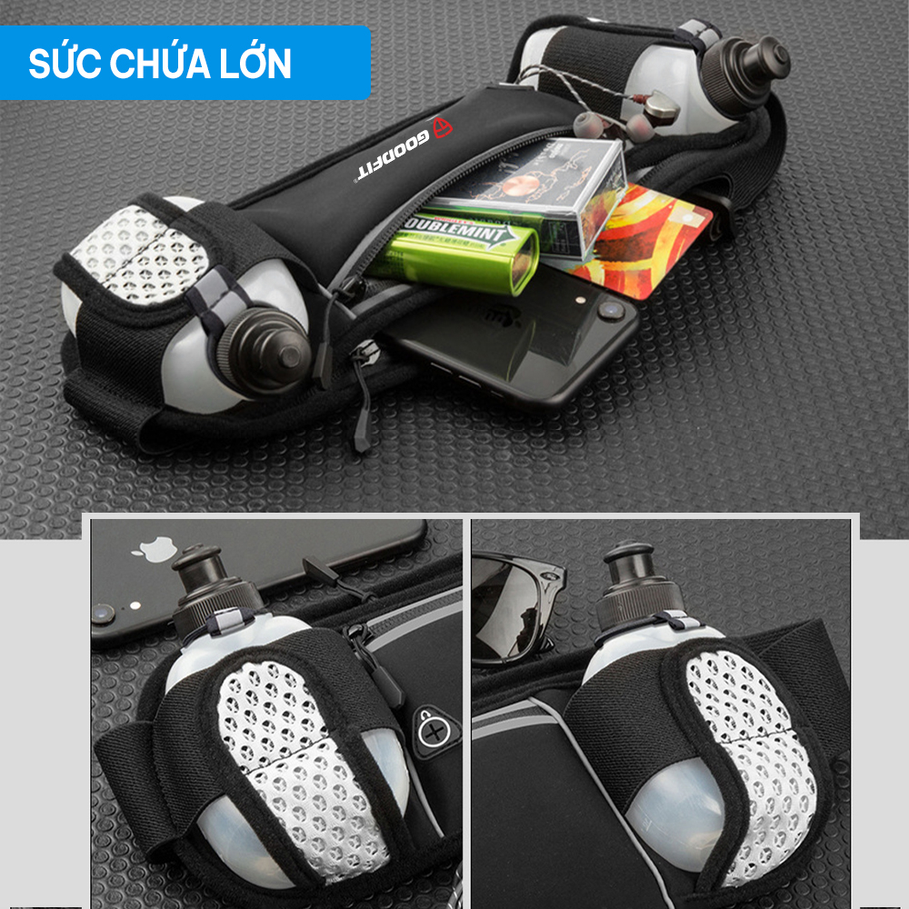 Đai chạy bộ, túi đeo hông đựng điện thoại chống nước GoodFit GF120RB (không có bình nước)