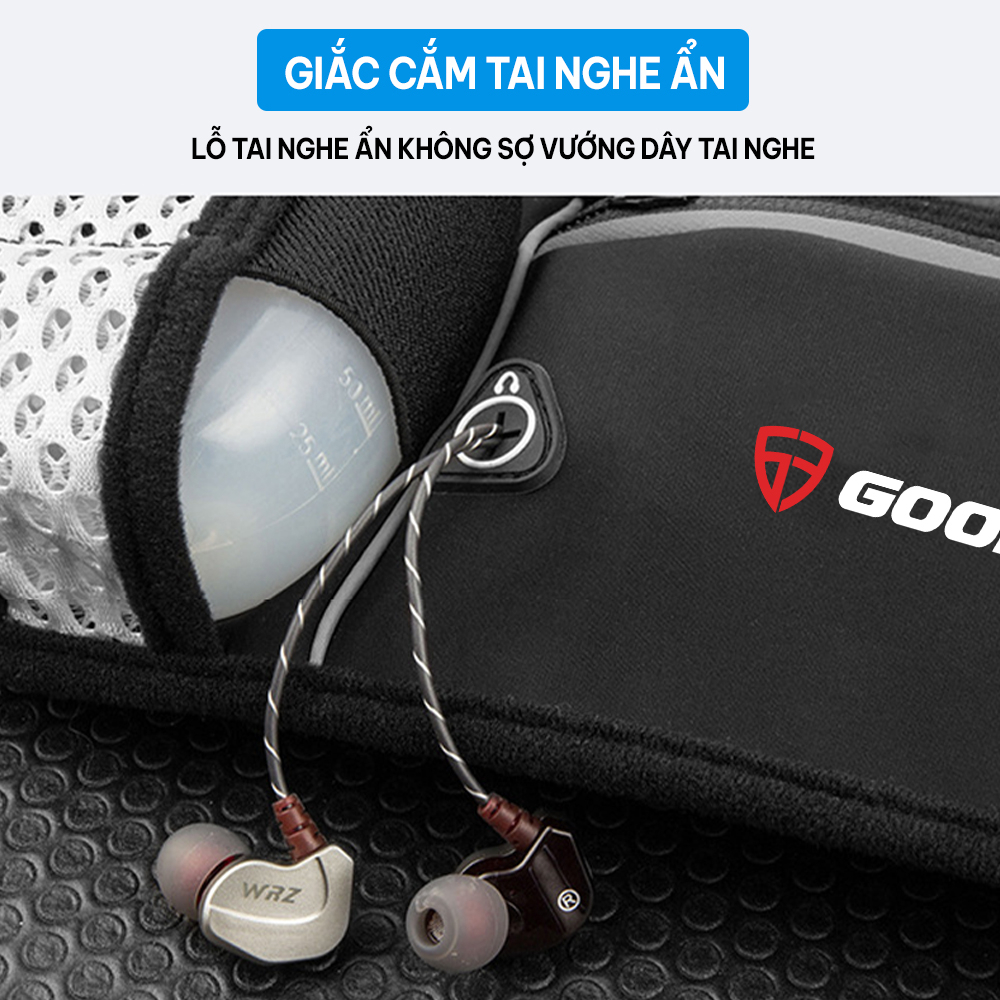 Đai chạy bộ, túi đeo hông đựng điện thoại chống nước GoodFit GF120RB (không có bình nước)