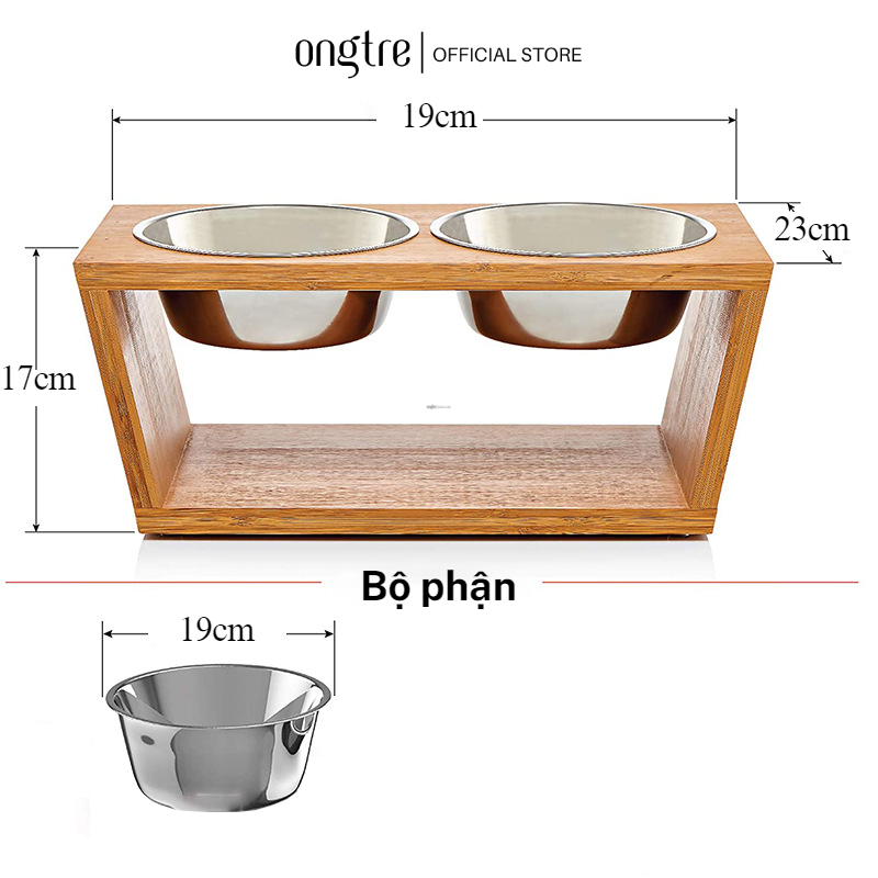 Khay Tre Đựng Thức Ăn Cho Thú Cưng ONGTRE Tiện Dụng, Bảo Vệ Môi Trường
