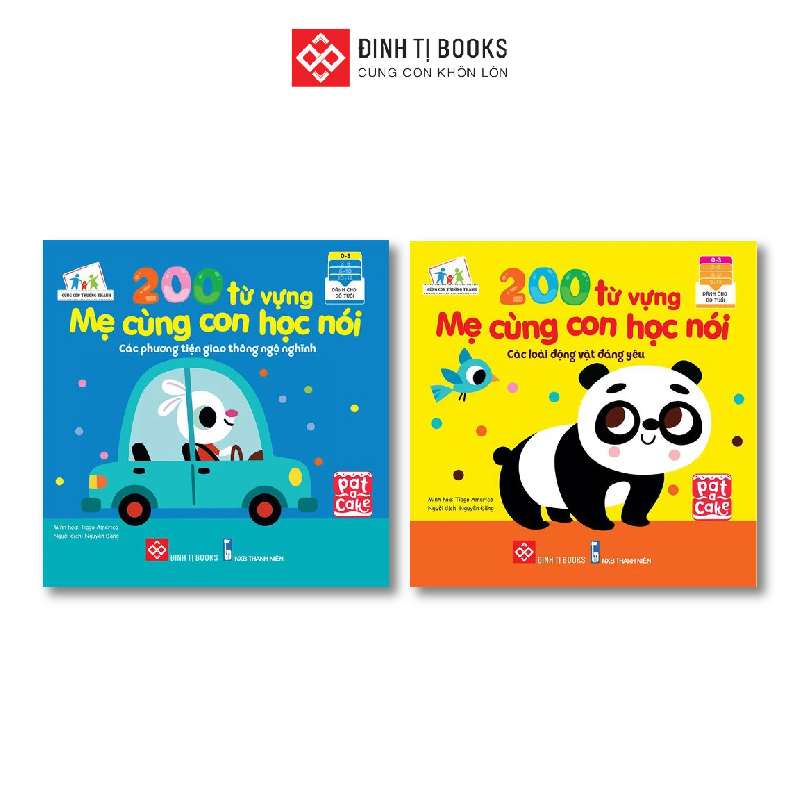 Sách - 200 từ vựng mẹ cùng con học nói - Phương tiện giao thông và Các loài động vật đáng yêu - Đinh Tị Books HCM