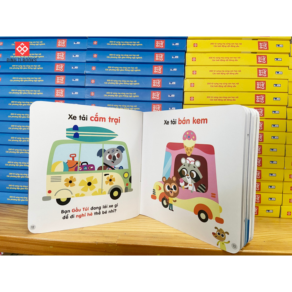 Ảnh Sách - 200 từ vựng mẹ cùng con học nói - Phương tiện giao thông và Các loài động vật đáng yêu - Đinh Tị Books HCM 4