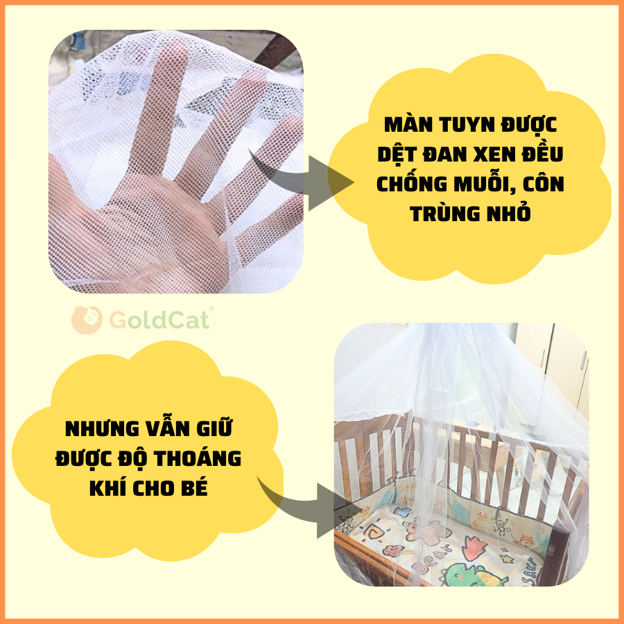 Ảnh Màn Cũi Cho Bé GOLDCAT Và Cây Treo Màn Chất Liệu Vải Mắt Lưới Cao Cấp, Khung Treo Tăng Chỉnh Độ Cao Thông Minh 4