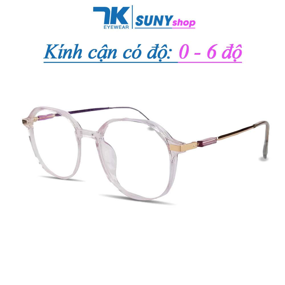 Ảnh Kính cận có độ 0 - 6 độ mắt tròn nam nữ, gọng nhựa 7K2503. Có sẵn tròng giả cận 0 độ chống tia UV, ánh sáng xanh 1