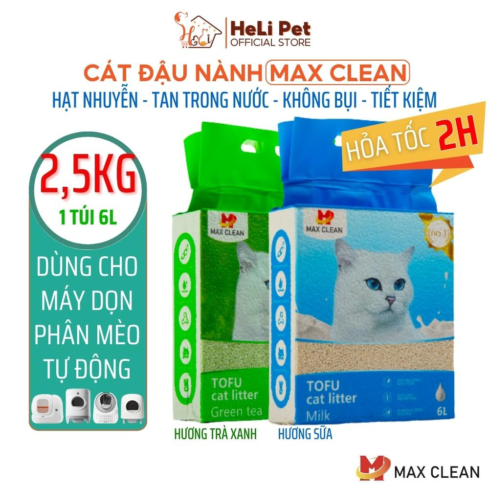 Cát Đậu Nành Max Clean Cát Tofu Vệ Sinh Cao Cấp Cho Mèo Siêu Vón Cục Không Bụi HeLiPet