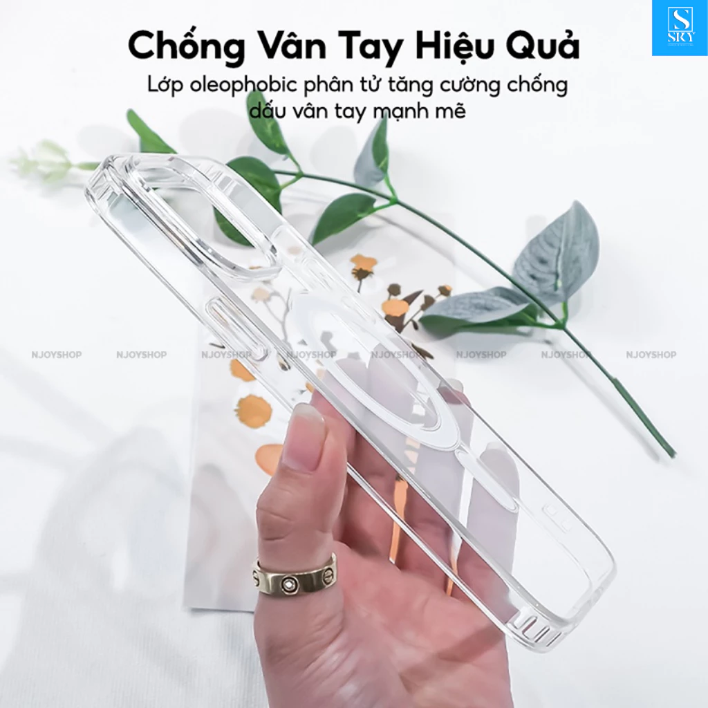 Ốp lưng iphone trong suốt chống sốc - Hỗ trợ sạc không dây cho 11 pro max 12 promax 13 14 15 Plus 16