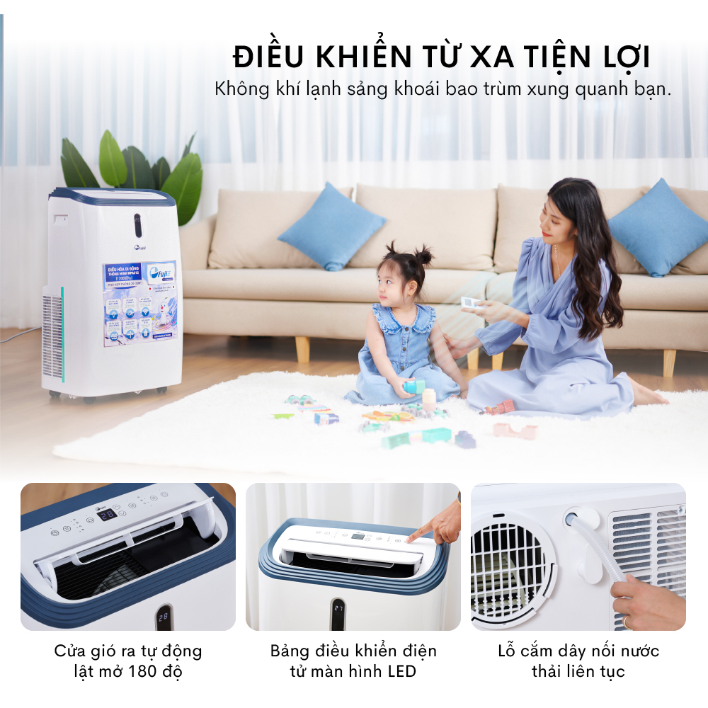 Điều hòa di động 7000-14000BTU nhập khẩu chính hãng ,giúp làm mát nhanh diện tích làm mát rộng,BH 24 tháng