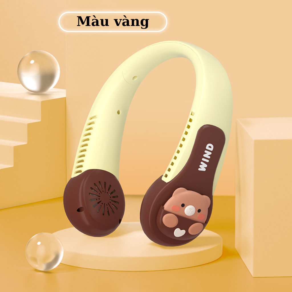 Quạt Đeo Cổ WIND Không Cánh, Mini Sạc Tích USB Điện Dung, Dung Lượng Pin Cao,