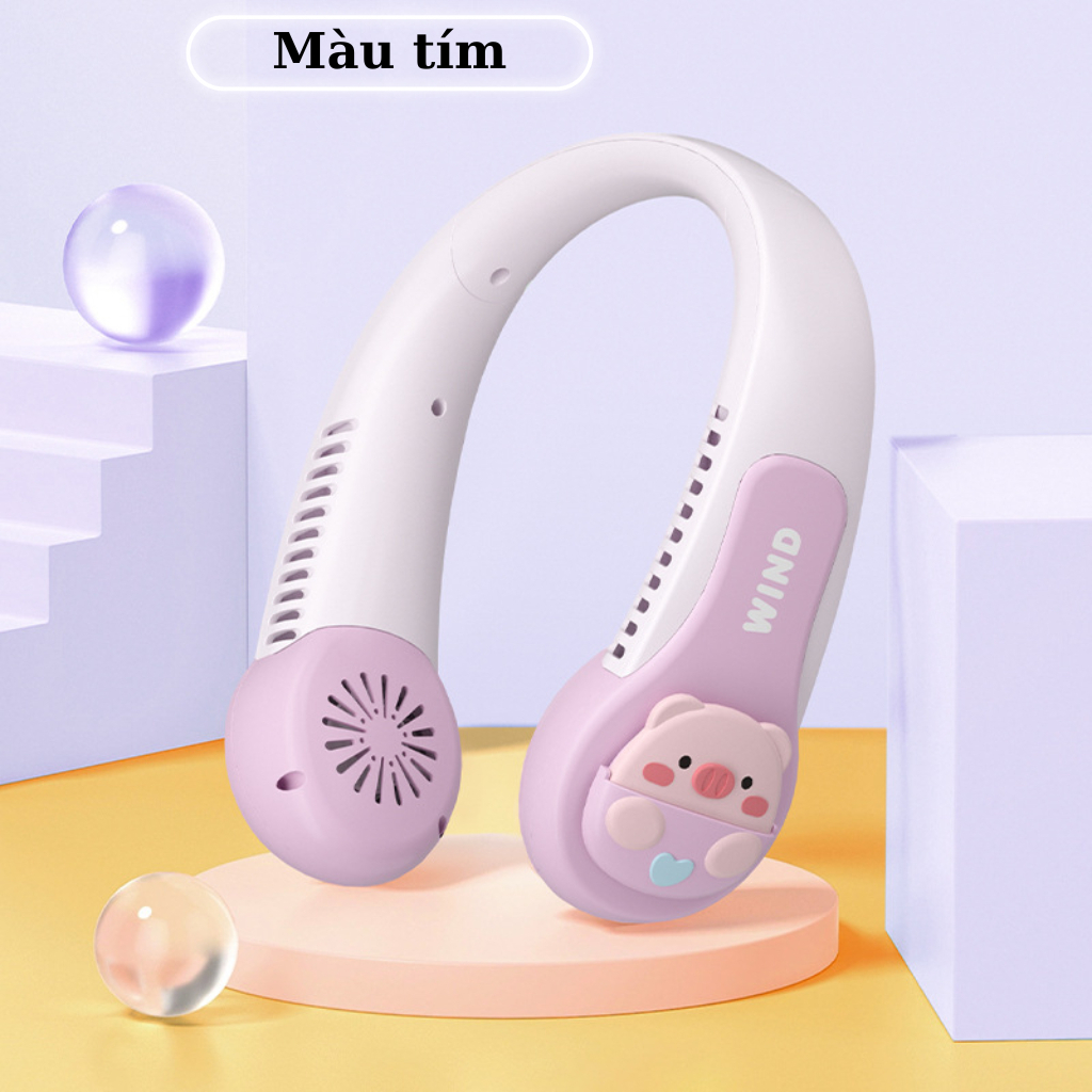 Quạt Đeo Cổ WIND Không Cánh, Mini Sạc Tích USB Điện Dung, Dung Lượng Pin Cao,