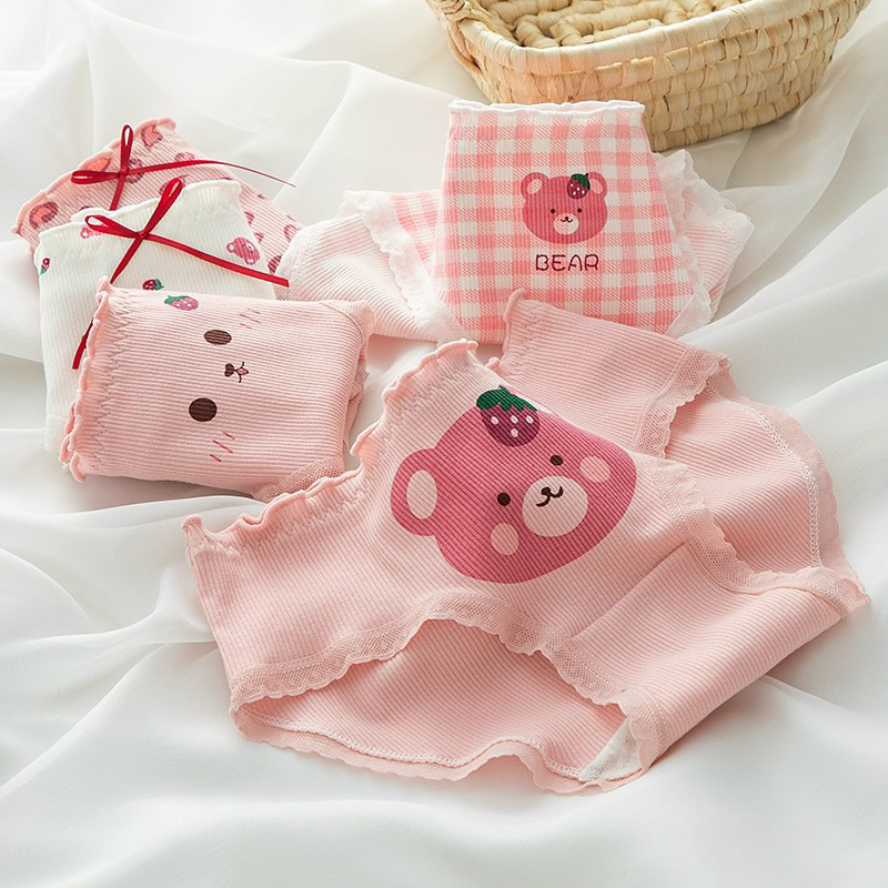 COMBO 10 QUẦN LÓT COTTON HOẠ TIẾT GẤU HỒNG 719