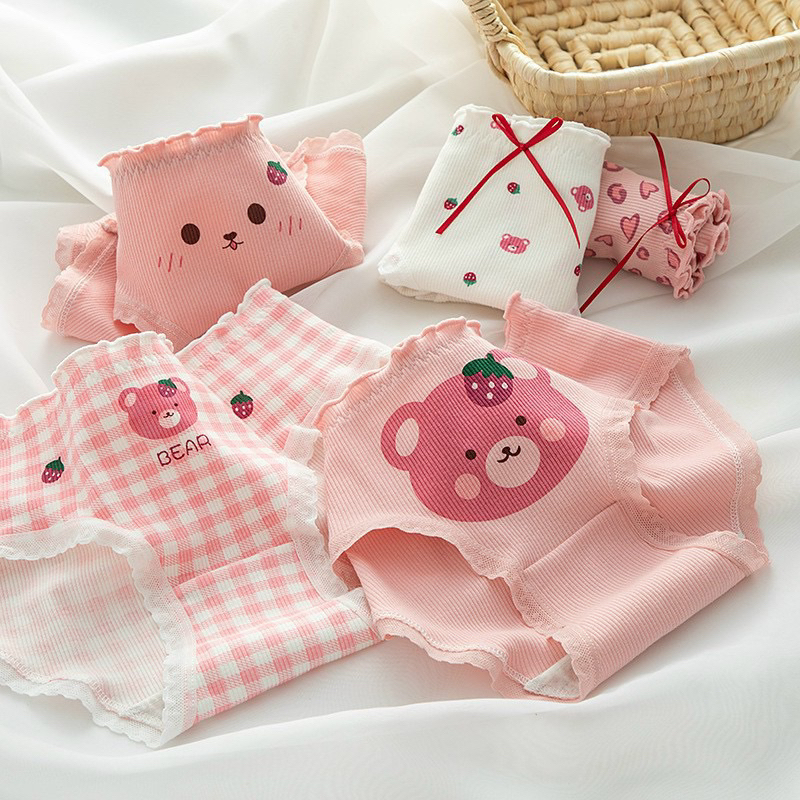 COMBO 10 QUẦN LÓT COTTON HOẠ TIẾT GẤU HỒNG 719