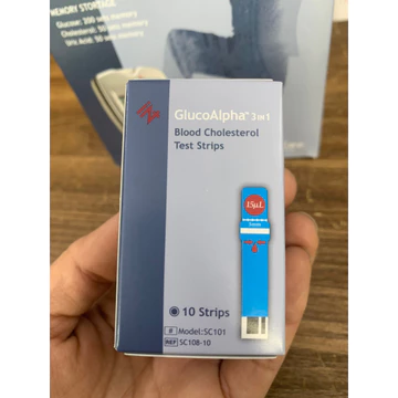 Hộp 10 Que test Mỡ máu máy GlucoAlpha 3in1 model ET-311