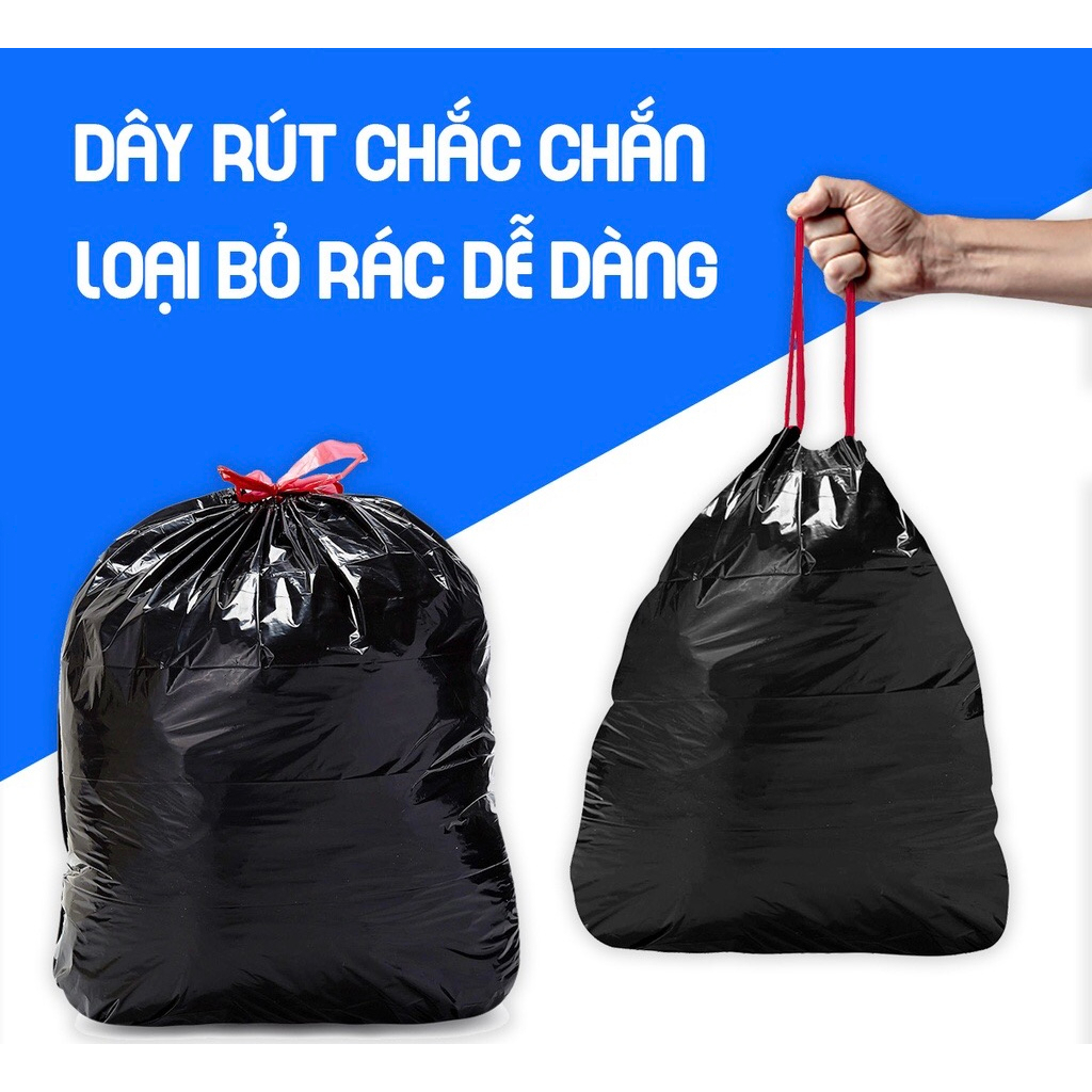 Cuộn Túi Rác Đen Có Dây Rút Siêu Tiện Lợi, Túi Rác Tự Phân Hủy Bảo Vệ ...