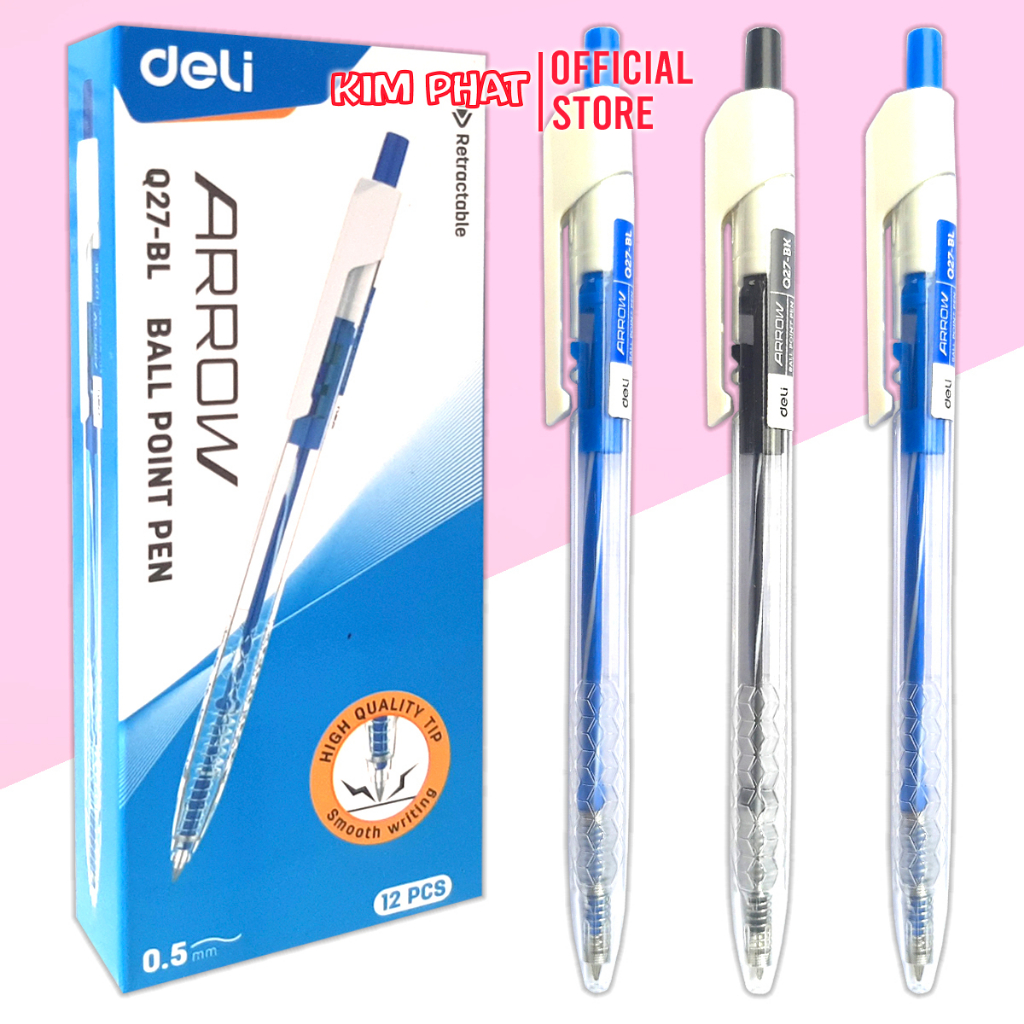 Bút bi dầu ARROW Deli Q27 Đầu bấm Ngòi 0.5mm - 1 cây | Shopee Việt Nam