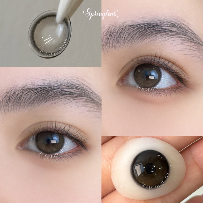 Kính áp tròng LIA BROWN (Julia) hiệu ứng nâu viền phớt nhẹ có giãn 1 tháng | Spring Lens